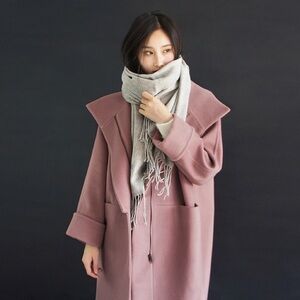 Designer Wool Cocoon Coat in Smoked Rose | Minimal Avant-Garde